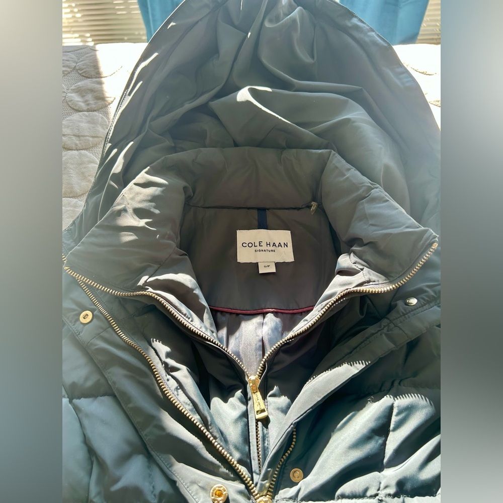 TALL Cole Haan Signature Long Down Hooded Puffer Heavy Duty Winter Coat LIKE NEW - Picture 2 of 12